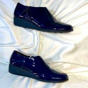 Women’s Cole Haan Ankle Boot/Shoe, Navy Blue Patent Leather, Stylish Casual/Work